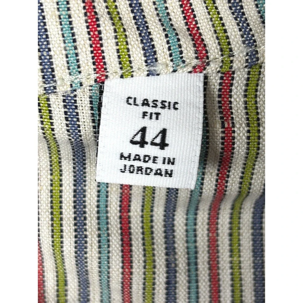 Robert Graham Mens 44 Classic Fit Linen Cotton Multi Color Stripe Blazer Jacket